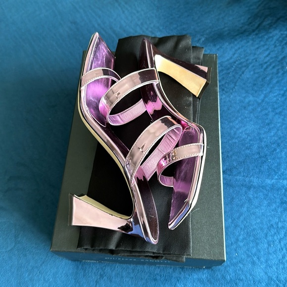 Giuseppe Zanotti Flaminia Metallic Pink Sandals Mules Size 41 - Picture 4 of 10
